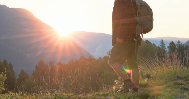 istock Mature man hikes through mountain meadow 2173587782