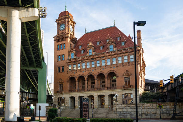 The entrance to a historic church building in Cincinnati, Ohio
