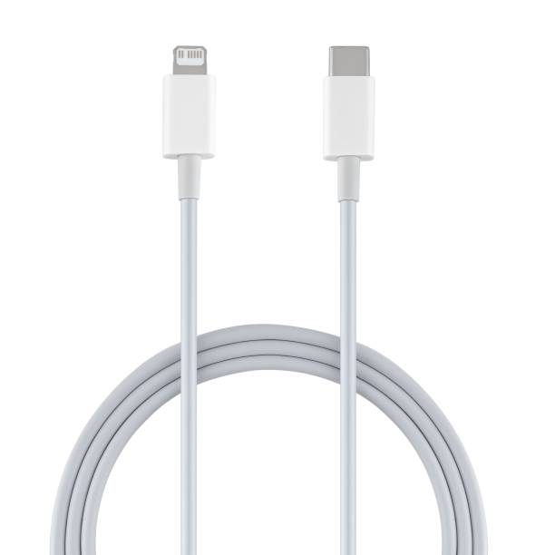 istock Type-C and Lightning cable and connector, insulated on white background 2173594032