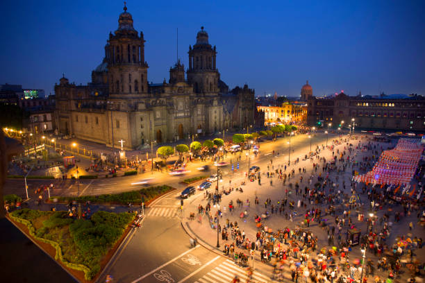 Mexico City, Zocalo square with Cathedral.