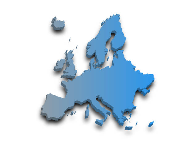istock 3d render map of Europe with borders, Europe continent administrative map with color on white background. EU, European map 2173625173