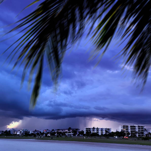 istock Beachfront buildings at Siesta Key over dark storm clouds 2173634817