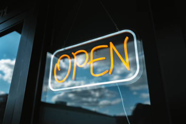 istock Open Sign - Small Business - Colorful Orange and White 2173639200