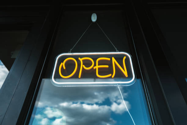 Open Sign - Small Business - Colorful Orange and White