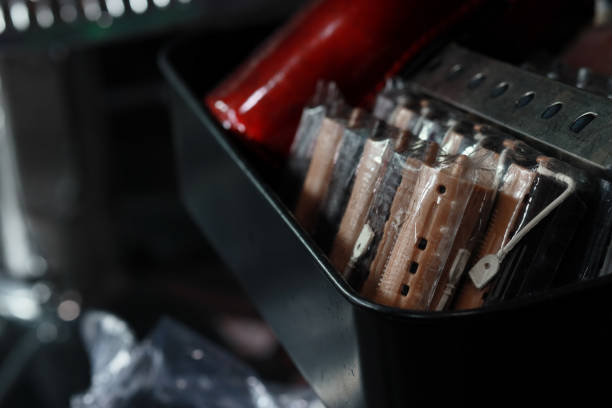 The hair curlers are neatly placed in the box.