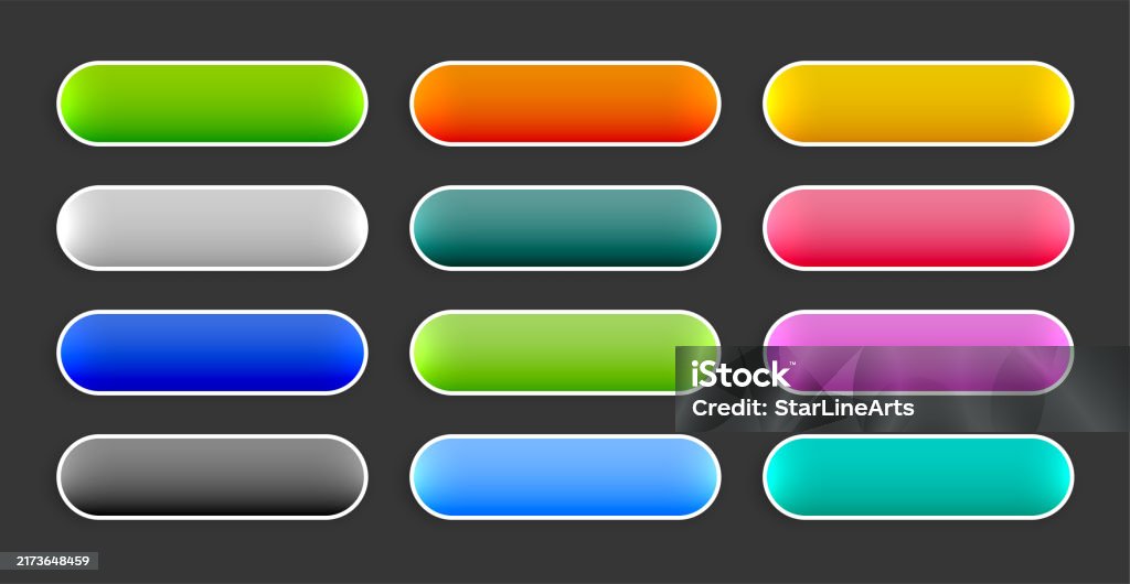 Set Of Rectangle Shape Web Button Element Sign In Different Color Stock ...