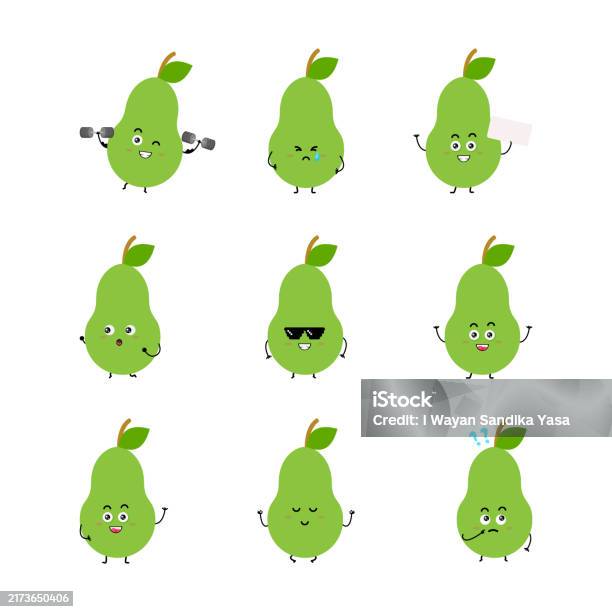 귀여운 배 캐릭터 Isolated Cartoon Illustrations 모음 감정에 대한 스톡 벡터 아트 및 기타 이미지 ...