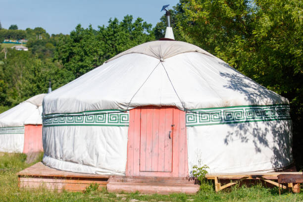 istock Yurt stands in the steppe. Home of nomads 2173654262