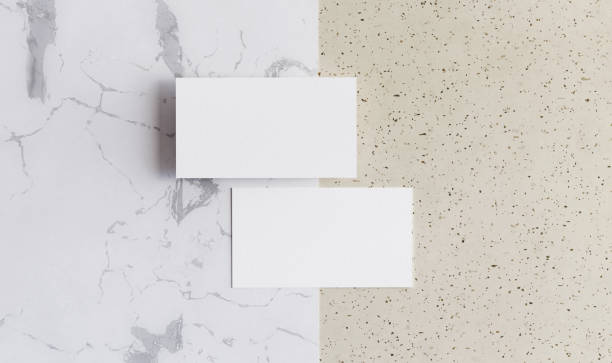 istock Stationery concept with blank business card on marble desk 2173656331