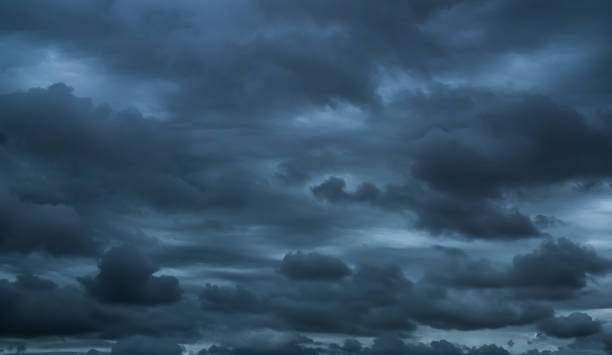 istock Cloud storm sky dark halloween background rain lightning thunder stoumy typhoon Nature light scene rainy atmosphere damage effect carbon dioxide dust air pollution 2.5 Pm, texture nature windstorm. 2173663776