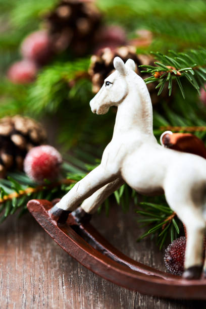 istock Christmas decoration on rustic wooden background. Close up. 2173664943