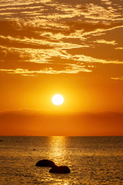 Nature composition. Sunset over the sea.