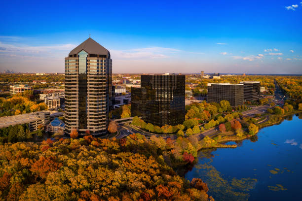istock Bloomington Skyline Aerial During The Golden Hour 2173672069
