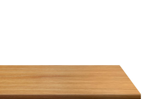 istock Side view of empty wooden table isolated on white background. 2173676166