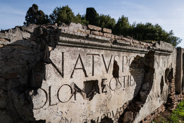 istock Back to the ancient Rome: Latin script in Ostia Antica 2173682581