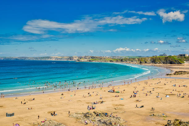 istock Sunny Beach Day with Turquoise Waters at Towan Beach, Newquay, UK 2173684068