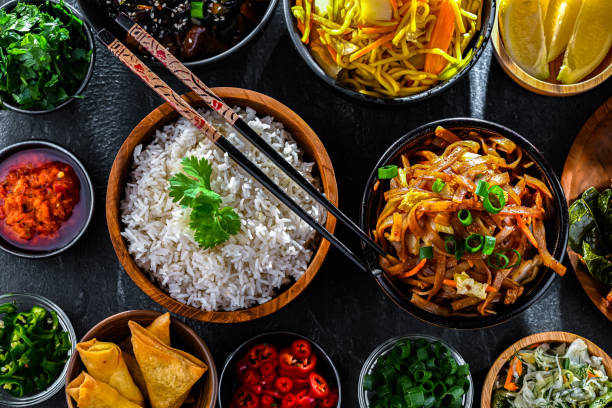 istock Composition with variety of east asian dishes 2173697362