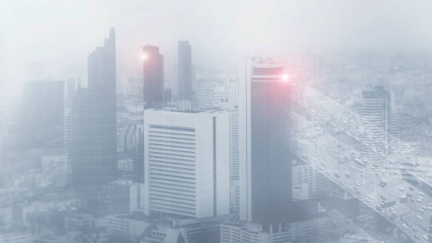 istock Abstract business background, modern cities and people silhouettes. 2173708999