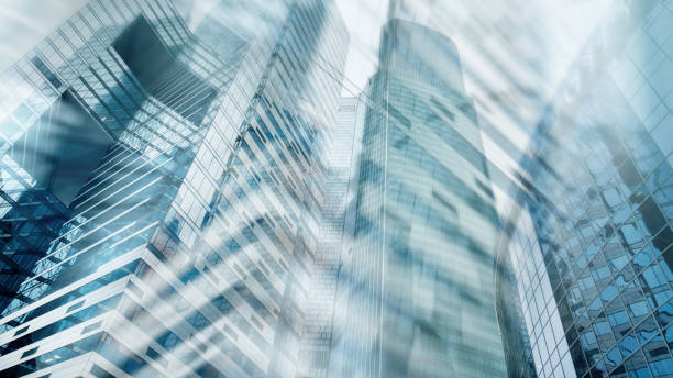 istock Abstract business background, modern cities and people silhouettes. 2173709191