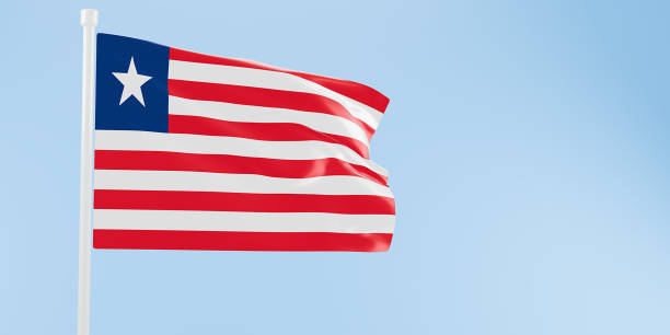 istock Liberia flag of silk-3D illustration. 3d render. 2173712629