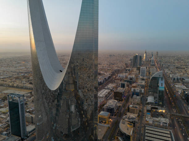 istock Drone shot flying. Saudi Arabia. Riyadh. Sunrise. Kingdom Tower 2173716028