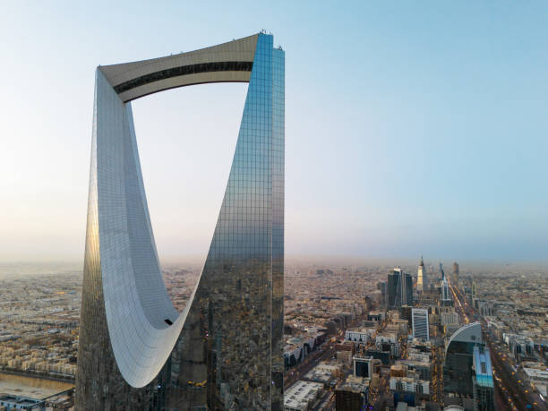 Drone shot flying. Saudi Arabia. Riyadh. Sunrise.