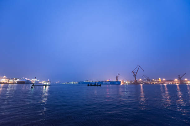 Panoramic view across the Port of Hamburg and HafenCity, Germany