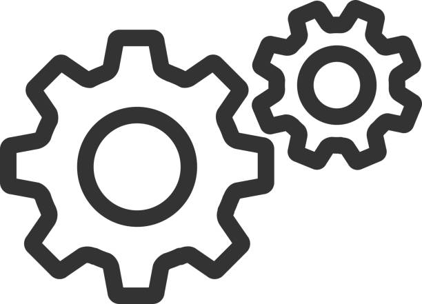 Gear Line Vector Icon on White Background. Editable Stroke. Pixel Perfect. For Mobile and Web. Outline Vector Graphics. stock illustration Gear - Mechanism, Work Tool Gear Line Vector Icon on White Background. Editable Stroke. Pixel Perfect. For Mobile and Web. Outline Vector Graphics. gears icon white stock illustrations