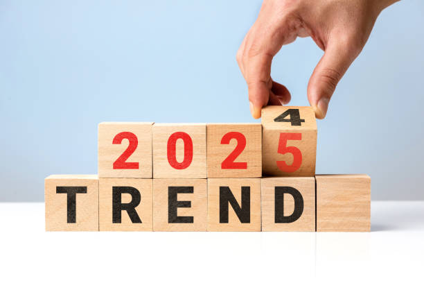 istock 2025 Trends. Trends concept with wooden cubes 2173732180