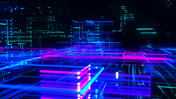 istock Data flow information. Digital communication concept. Blue futuristic flow. Abstract futuristic sci-fi background with particle and line mesh. Connection and connectivity concept. 3D rendering. 2173743085