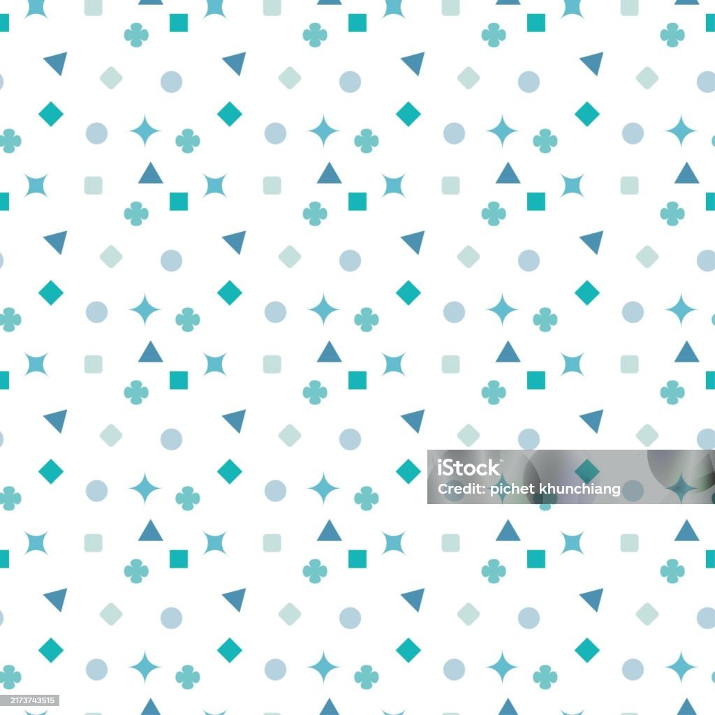 Simple Blue Geometric Patterns Geometric Seamless Pattern Blue Tone White Background Vector Drawing ...