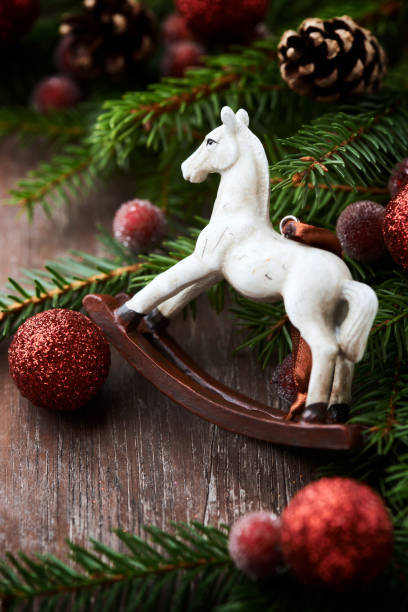 istock Christmas decoration on rustic wooden background. Close up. 2173753534