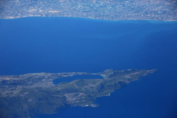 the mediterranean coast and coastline of greece