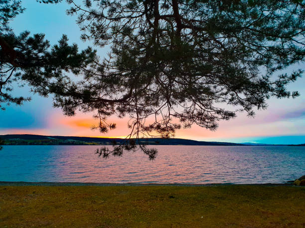 A beautiful autumn’s day with a lake view and trees in view