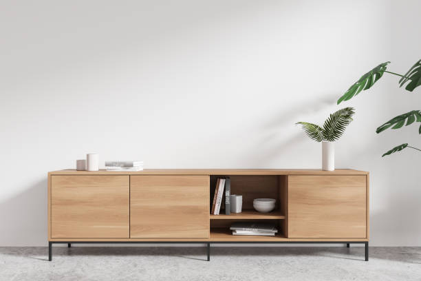 istock Home living room interior with drawer and decoration, mockup wall 2173775612