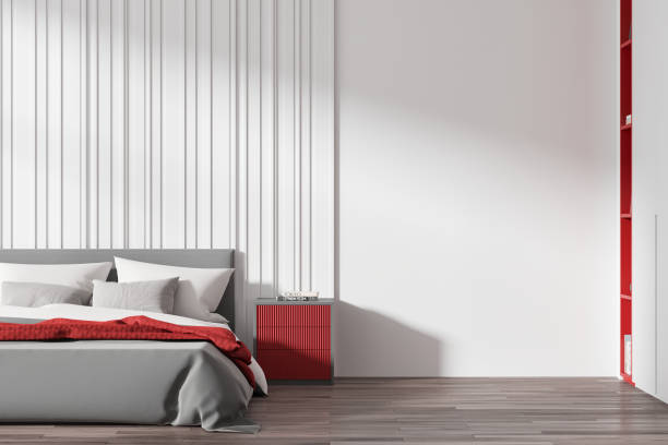 istock Modern bedroom with detailed wall and empty space for design. 3D Rendering 2173777322