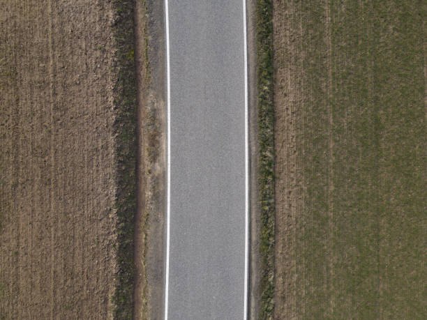 istock View from above of a road between fields in the country in spring 2173782128
