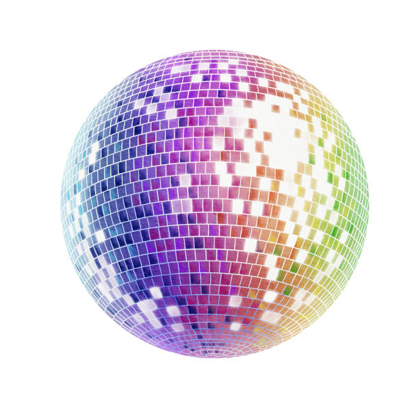Retro disco ball in the style of 80s and 90s as a disco symbol.Volumetric 3 d ball.Watercolor illustration isolated on white for flyers, posters, theme party cards Retro disco ball in the style of 80s and 90s as a disco symbol.Volumetric 3 d ball.Watercolor illustration isolated on white for flyers, posters, theme party cards. High quality illustration 70s theme stock illustrations