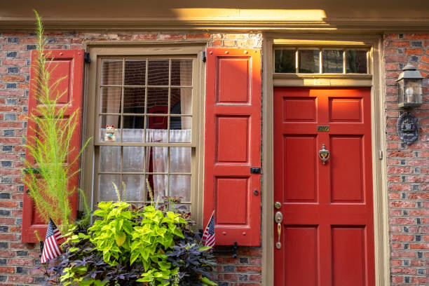 Philaderlphia, USA - July 28, 2024. Historic house at Elfreth's Alley, Philadelphia, Pennylvania, USA