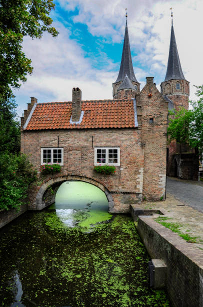 istock Historic harbour gate in Delft Holland. 2173786946