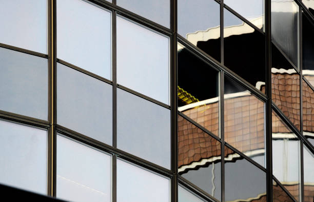 Montreal, Canada - July 7 2019: The high curtain wall skyscraper building in downtown Montreal