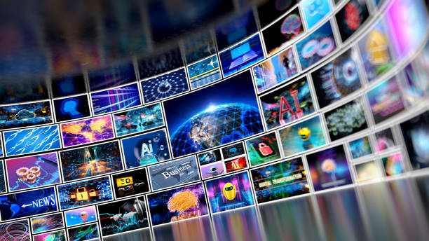 Video wall with small screens digital concept