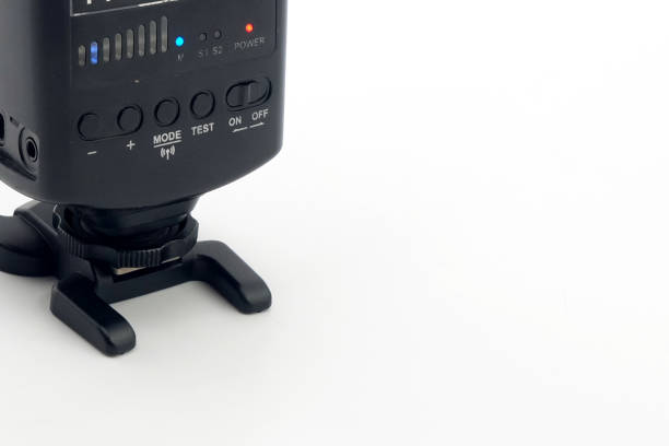 istock Back view of Camera Flash Speed Isolated On White Background. 2173807315