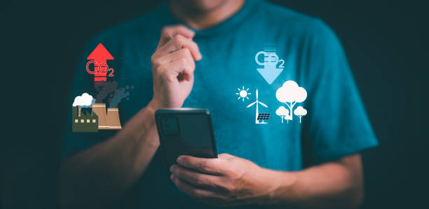 istock Ideas for reducing carbon emissions or using carbon credits for organizations. Businessman showing carbon credit and green business environmental conservation sustainable environmental development 2173815082