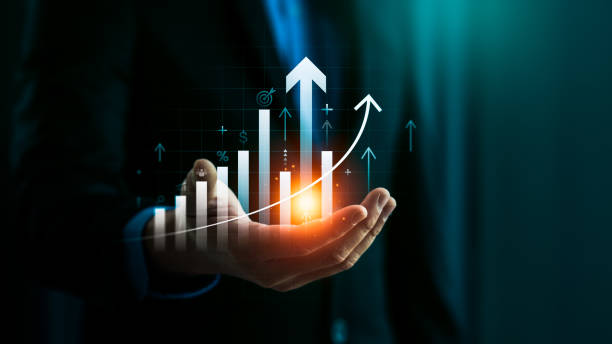 istock Rising Bar Graph Representing Business Growth, Financial Success, and Economic Progress with Arrows Indicating Positive Trends, Increasing Profits, Future Opportunities in Investment and Strategy 2173821177