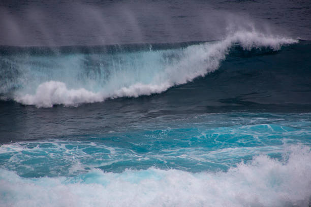 Seascape image with waves in stormy day over sky in Florida