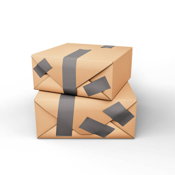 istock Cardboard Box with Tape. Template for Present, Valentine, Birthday or Wedding Banners. 3D Illustration. File with Clipping Path. 2173823823