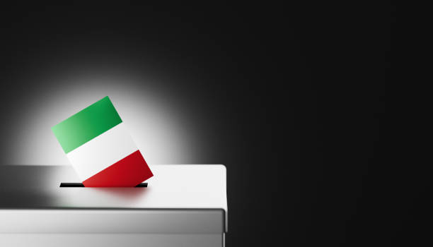 The Italian flag, with its iconic green, white, and red vertical stripes, is shown entering a ballot box, symbolizing the democratic process and civic participation in Italy. This image conveys themes of national pride, political engagement, and the importance of voting rights in Italy's democratic system. Ideal for illustrating Italian elections, government processes, and voter awareness campaigns, this composition is perfect for use in news articles, educational materials, and social media content focused on democracy, elections, and Italy's political landscape.