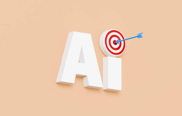 istock AI Text with Targeted 'I' and Blue Arrow Hitting Bulls Eye Against Peach Background 2173828272