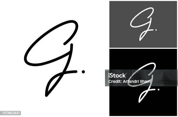 Letter Gscript Vector Letter G Initial Signature Script Calligraphy Cursive Font Luxury ...